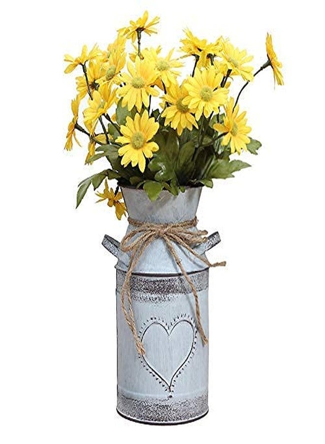 Soyizom Shabby Chic Milk Can with Heart-Shaped and Rope Design French Farmhouse Wedding Decor Vase Metal Flowers Pitcher Vases Galvanized Can Tin Pot Rustic Bucket Primitive Jug for Decorative Holder - Image 1